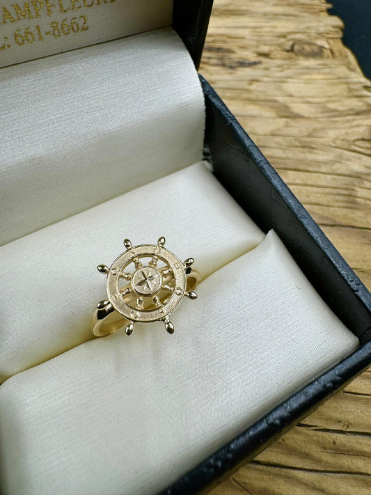 💍Bague gouvernail en or jaune 10k
