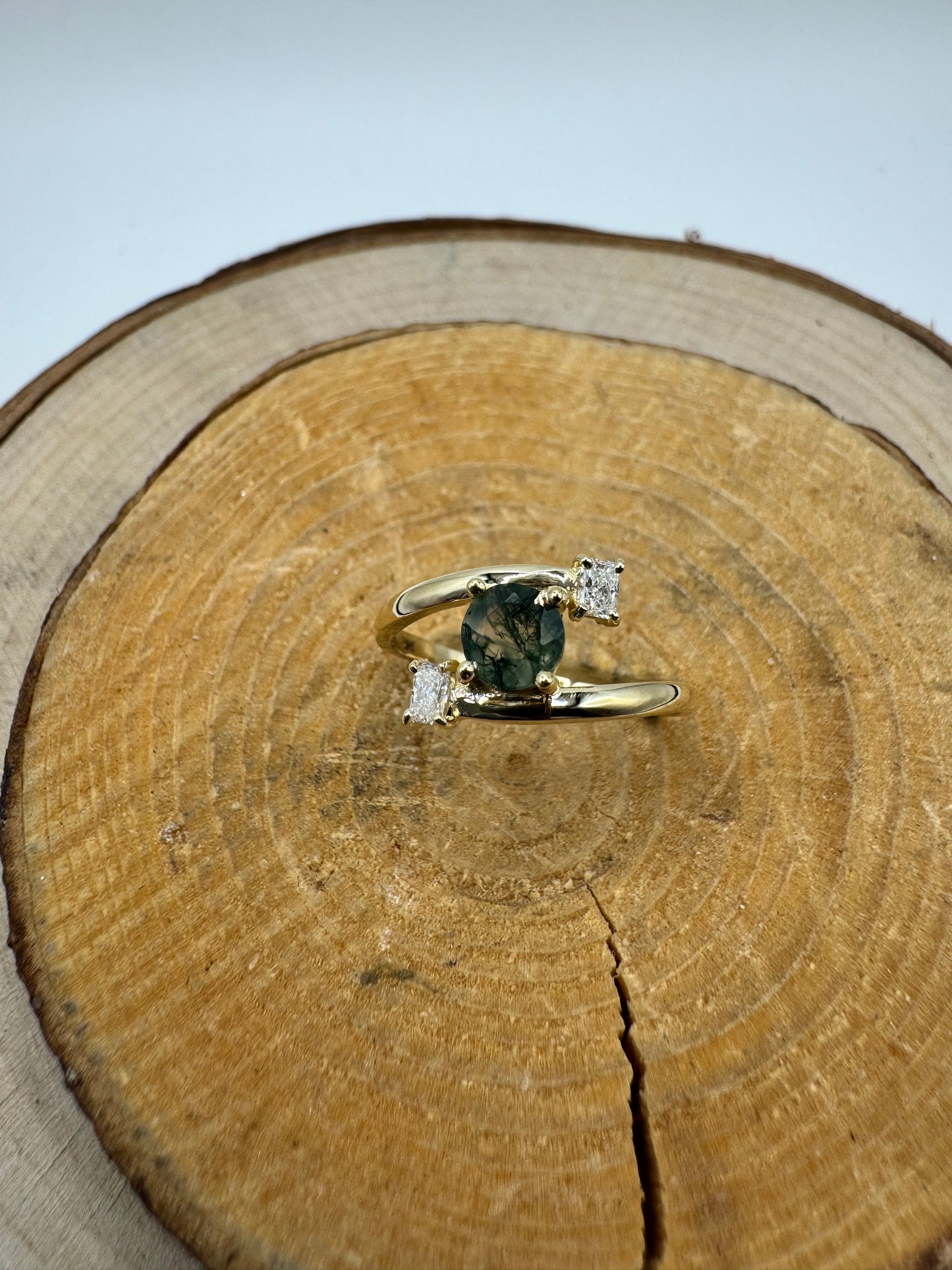 Bague Or Jaune Agathe Mousse & Diamants de Lab — Coupe Émeraude