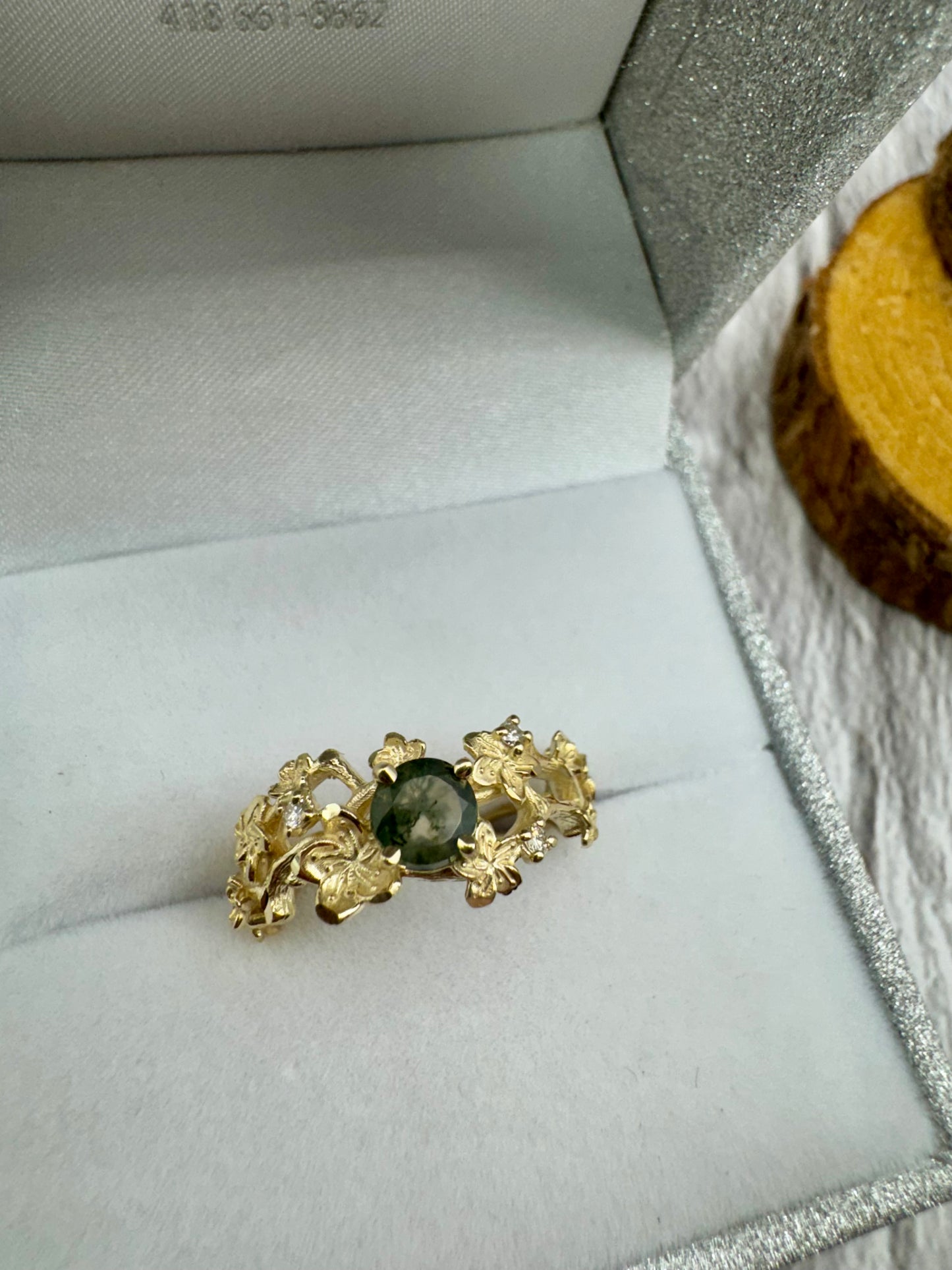 Bague agate mousse et diamants