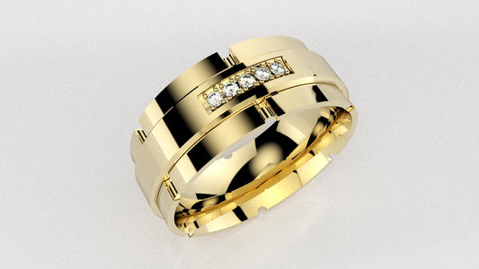 💍Jonc en or serti de 5 pierres