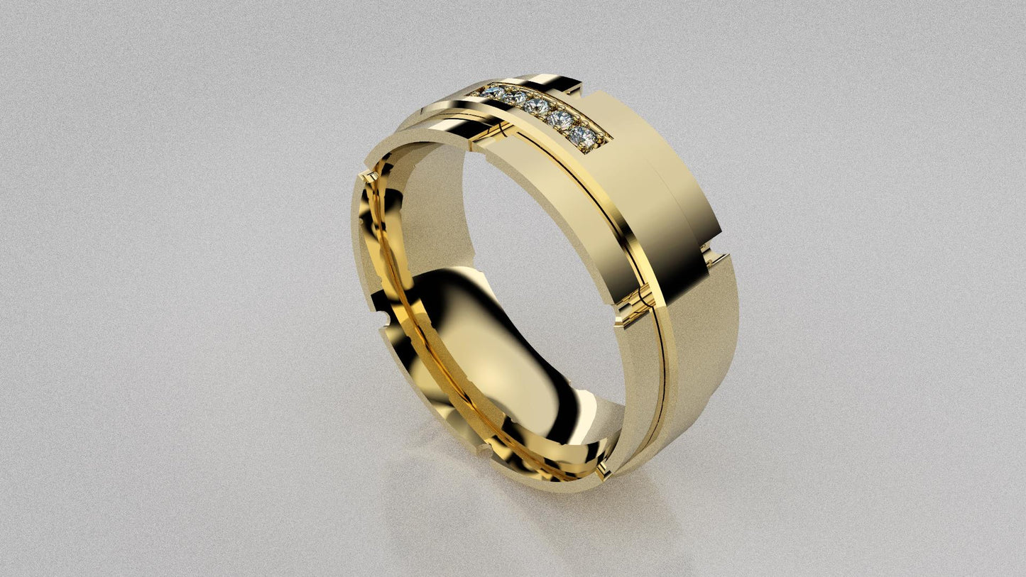 đź’ŤJonc en or serti de 5 pierres