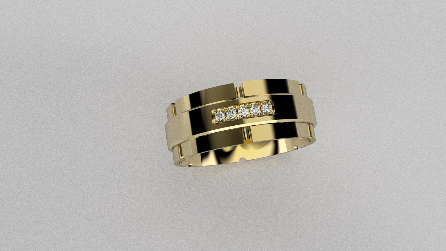 đź’ŤJonc en or serti de 5 pierres