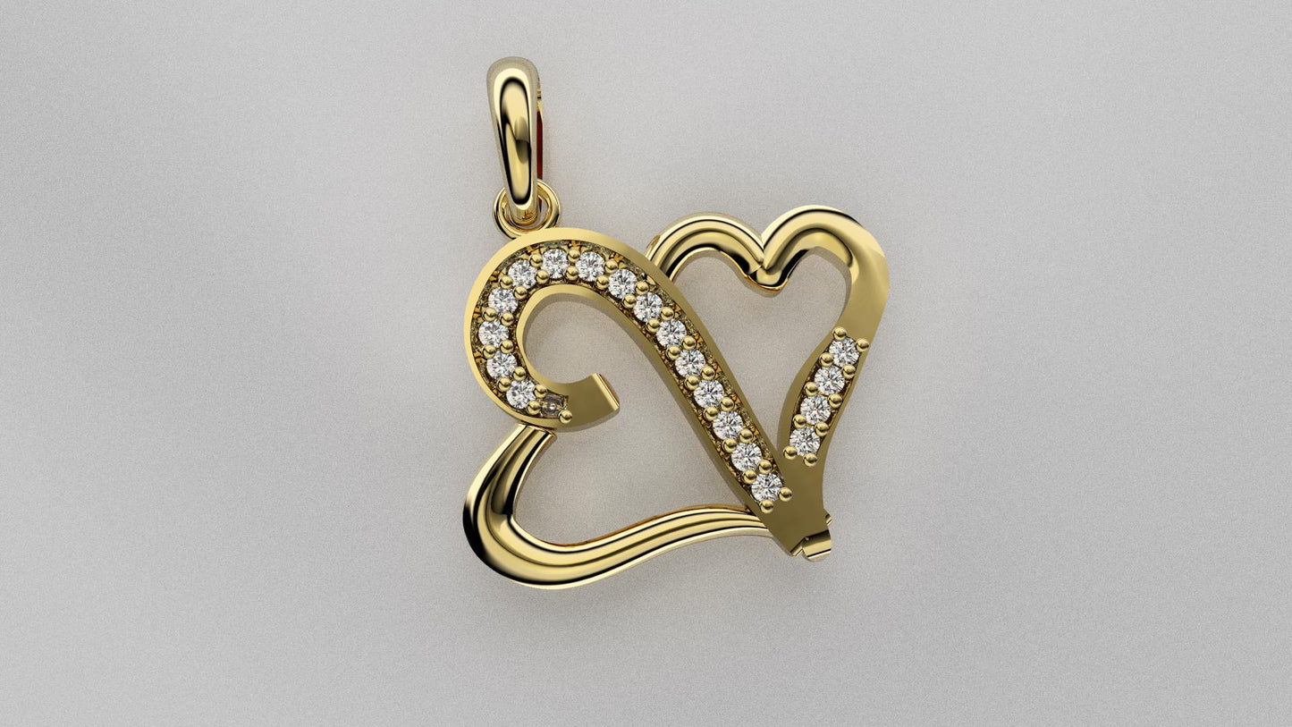 Pendentif cœur en or avec pierres