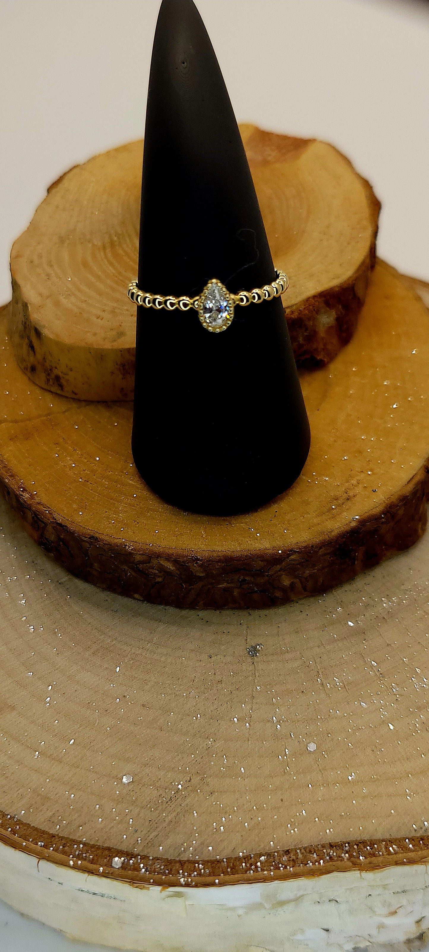 ✨️Bague Goutte de Lait – Or jaune 10K & Zircon