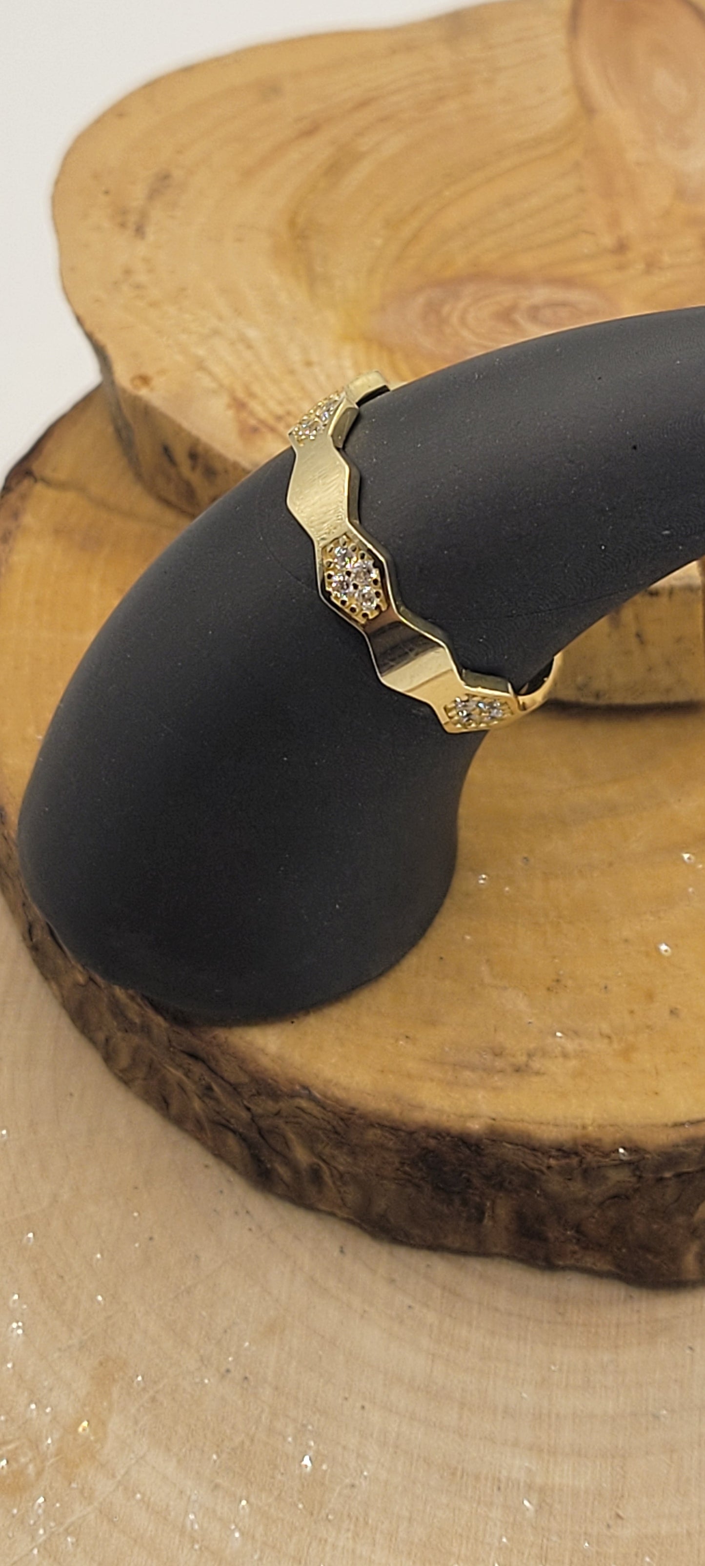 ✨️JONC “Vague” – Or jaune 10k & zirconiums cubiques