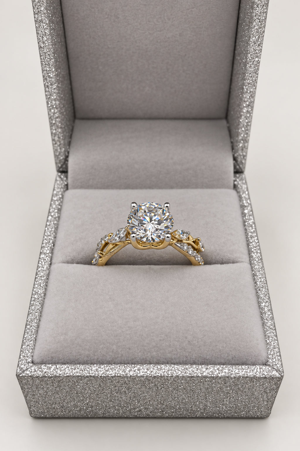 Bague or jaune - diamant rond brillant de laboratoire