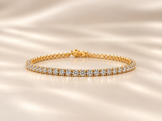 Tennis bracelet - 14k yellow gold lab-grown diamonds