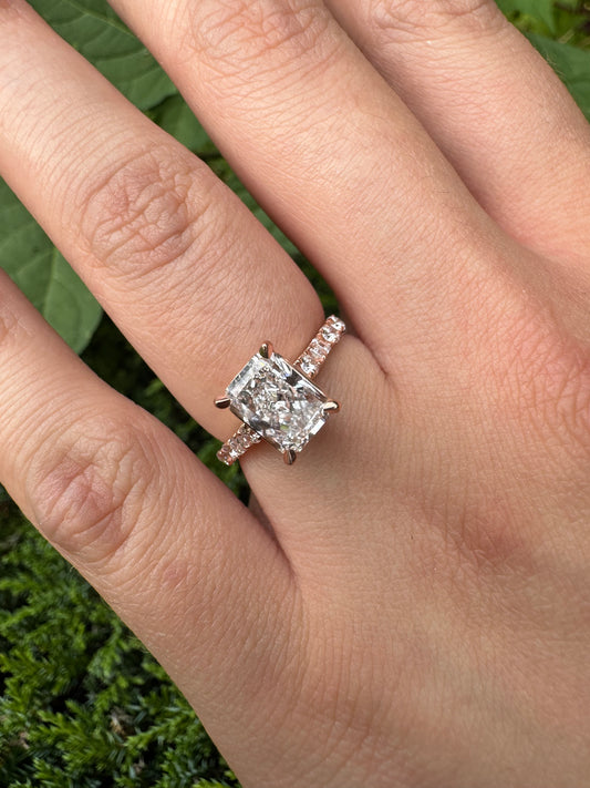 Rose gold ring - rectangular radiant lab-grown diamond