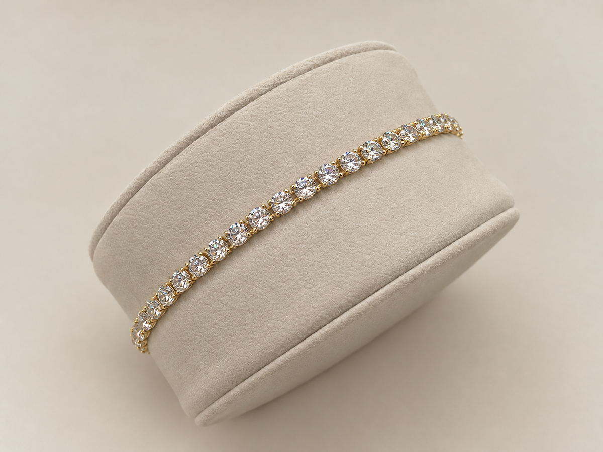 Bracelet tennis - 14k jaune diamants laboratoires