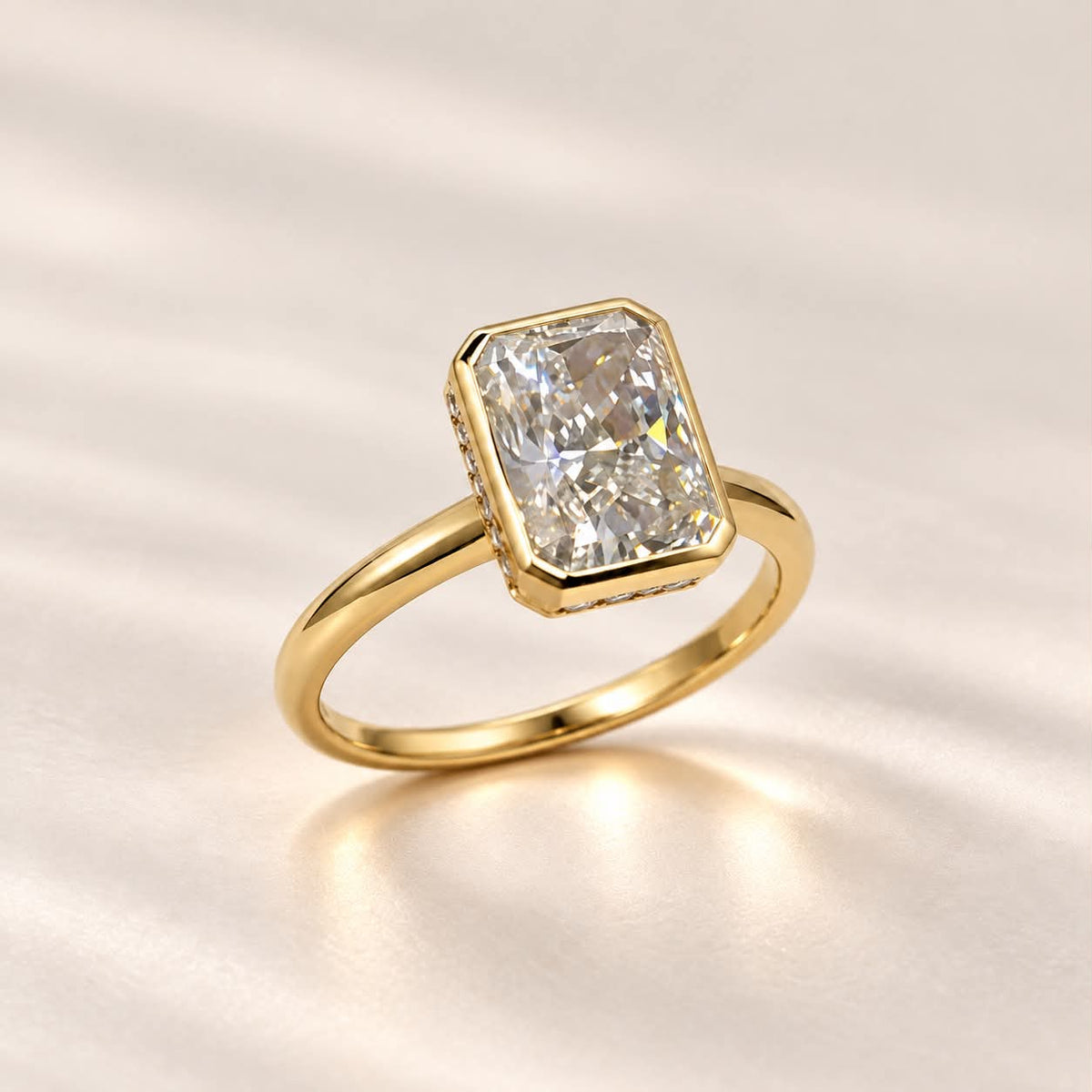 Bezel-set ring - lab-grown radiant diamond