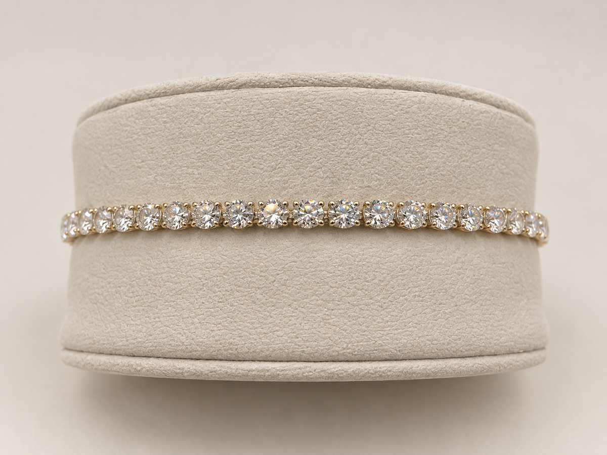 Bracelet tennis - 14k jaune diamants laboratoires