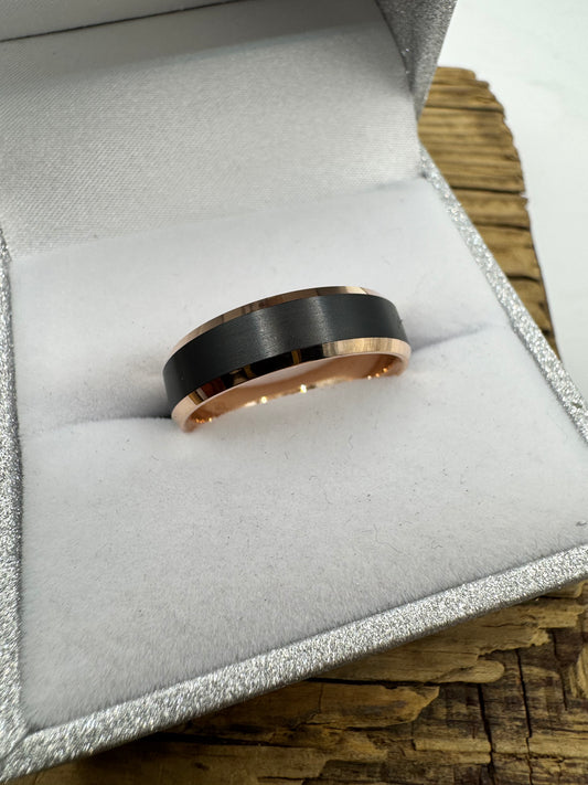 Jonc or rose 18k et fibre de carbone