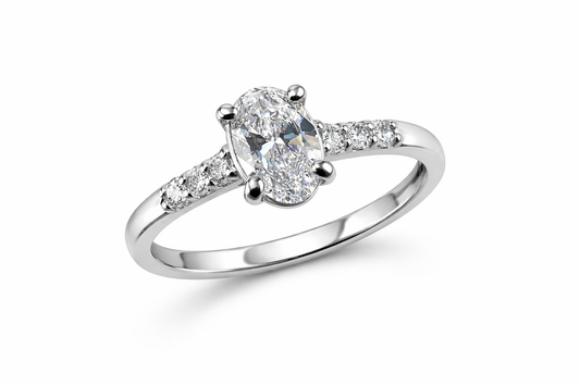✨️Bague en or blanc avec diamant coupe ovale