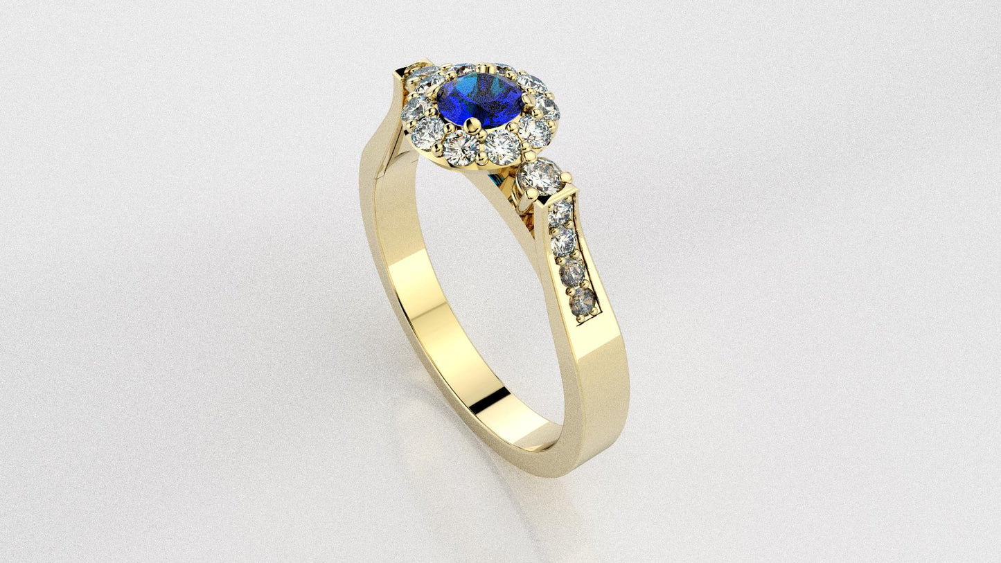 Bague avec Topaze bleue