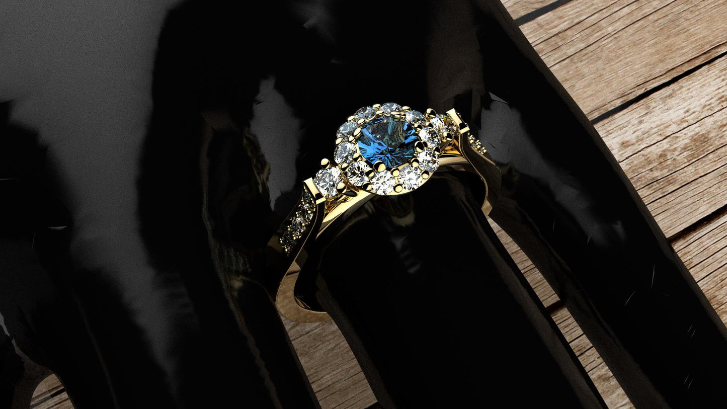 Bague avec Topaze bleue