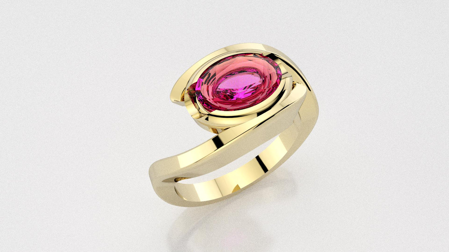 Bague en or avec tourmaline rose