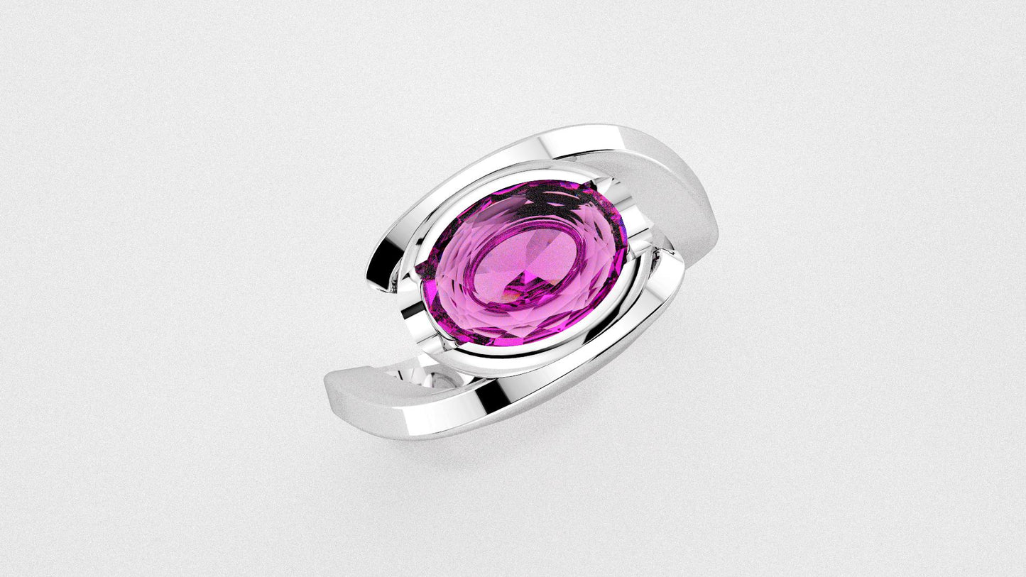 Bague en or avec tourmaline rose