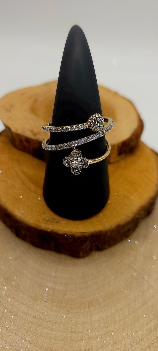 ✨️Bague “Clairière” – Or jaune 10k & zirconiums cubiques