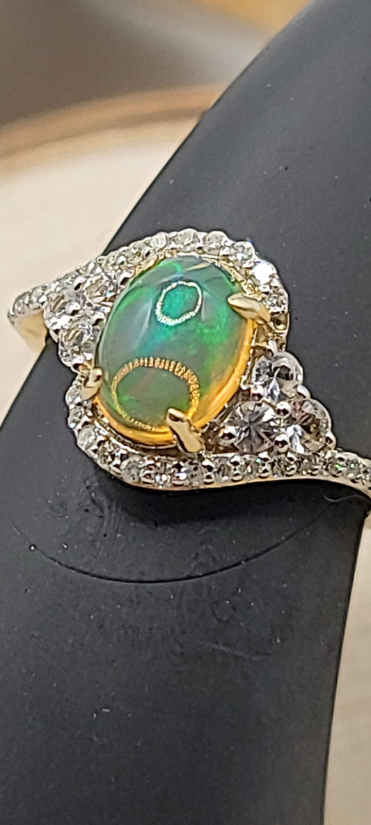 ✨️Bague en or jaune 10K Opale Éthiopienne