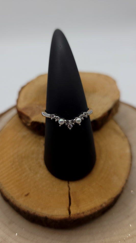 ✨️Bague Douce Harmonie – Or blanc 10k, diamants & perles