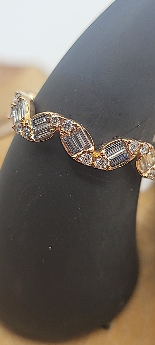 Bague 18k or jaune dia baguette