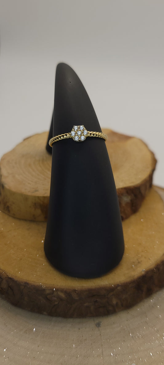 ✨ Bague HexaLumière – Or 10K & Zircon