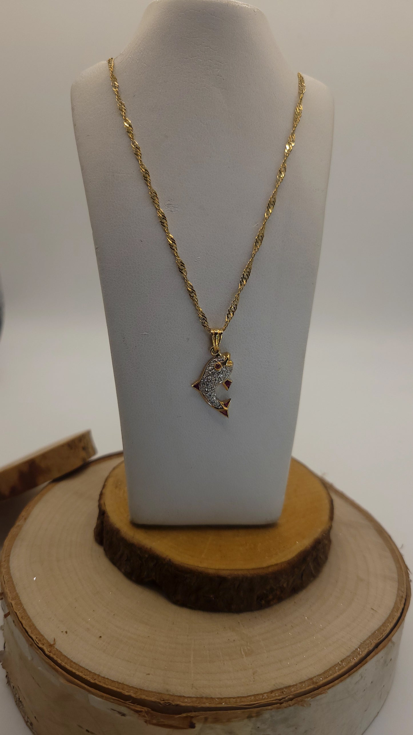 📿Pendentif 18k diamant + Rubis