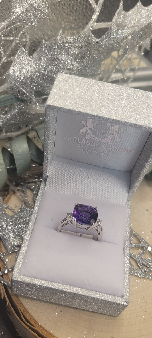 ✨️Bague Améthyste Majestueuse – 4.16 ct & 0.02 ct