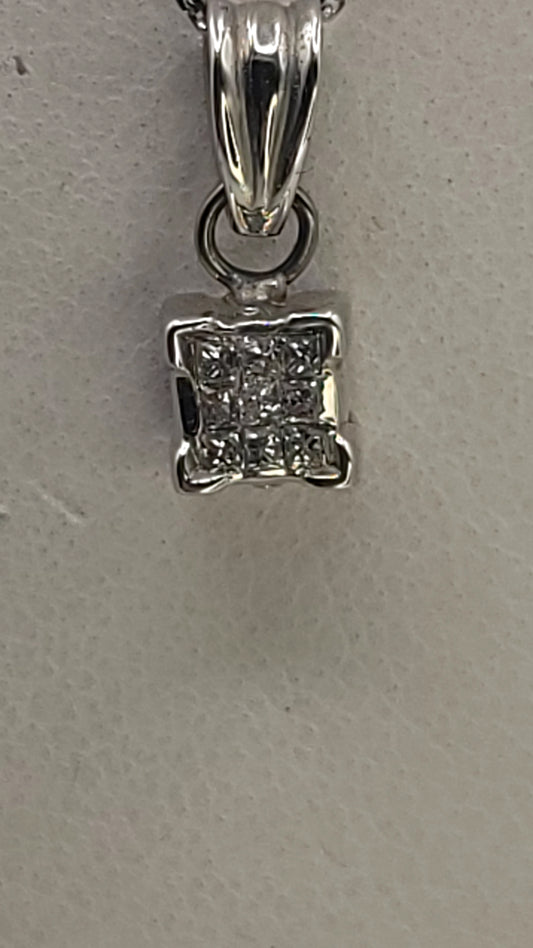 📿Pendentif or blanc +Diamants