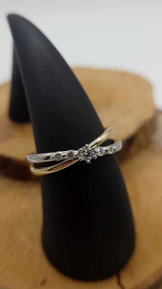 ✨️Bague Élégance Étoilée – Or 10K Deux Tons & Diamants de Laboratoire