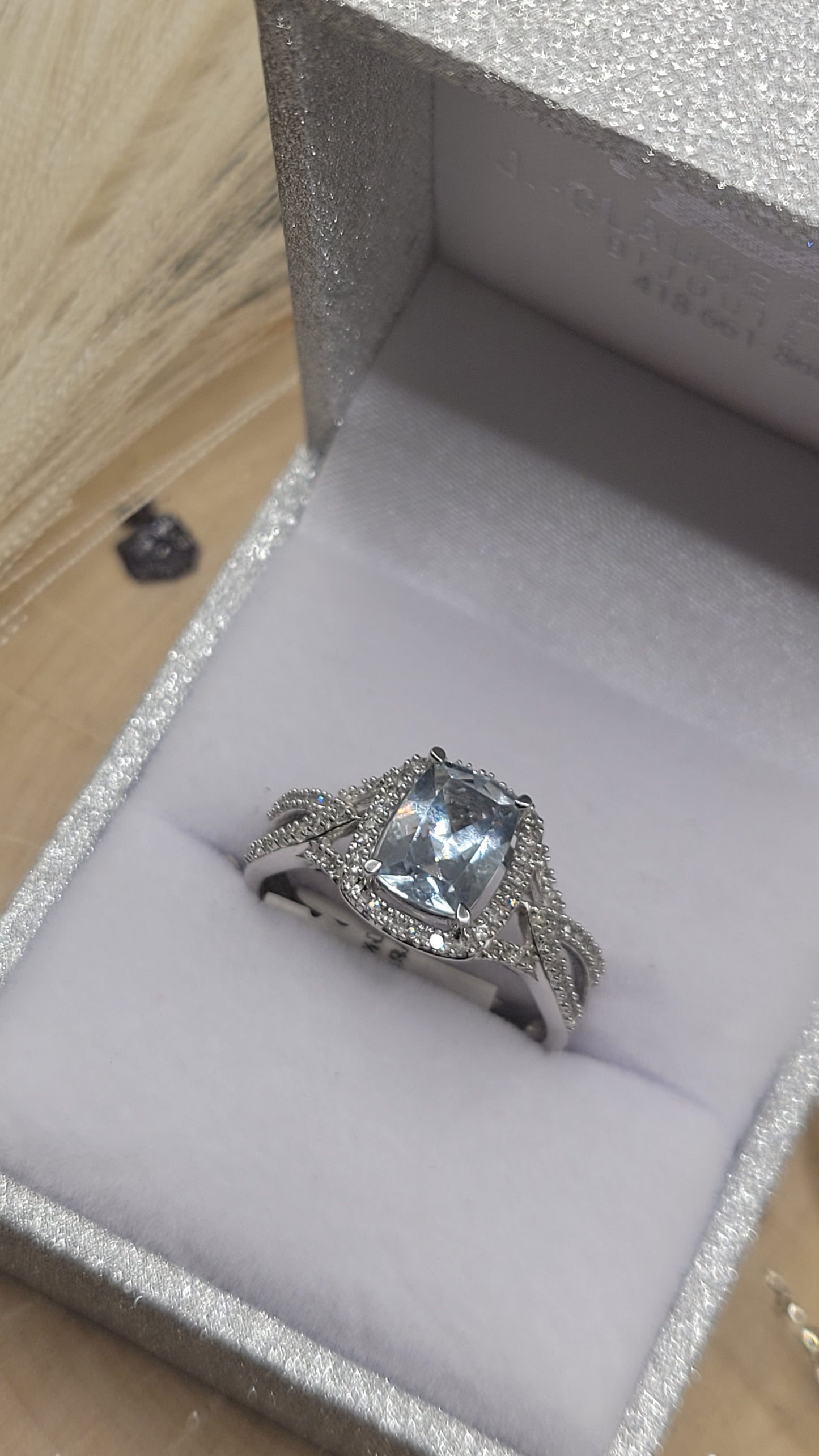 ✨️Bague en or blanc 10k – Aigue-marine 1,16 ct & diamant 1,5 ct