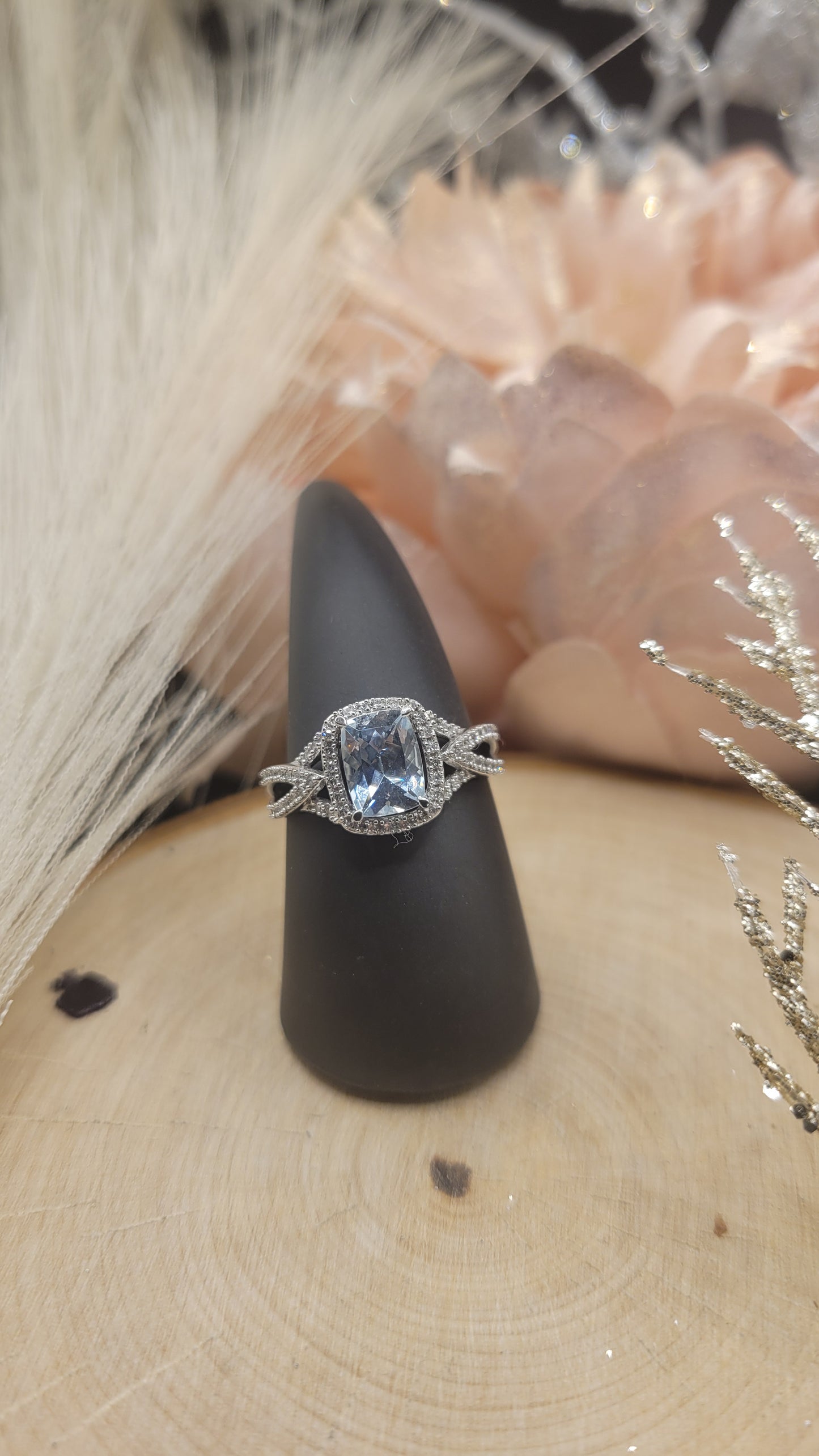 ✨️Bague en or blanc 10k – Aigue-marine 1,16 ct & diamant 1,5 ct