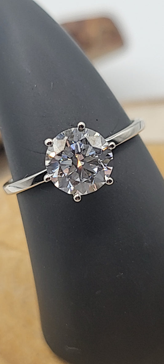 ✨Bague en or blanc 14K – Diamant central 1.510 ct