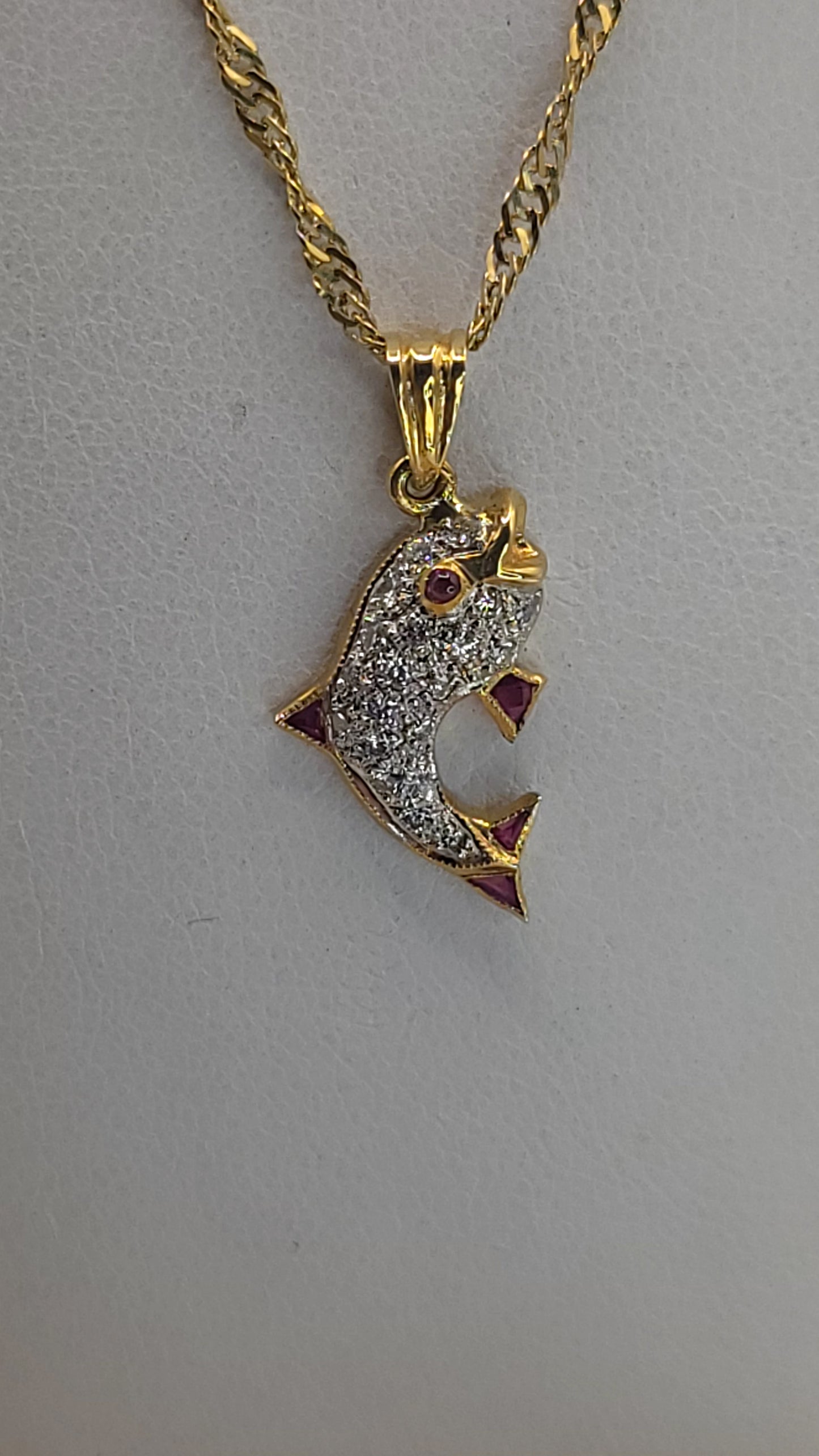 📿Pendentif 18k diamant + Rubis