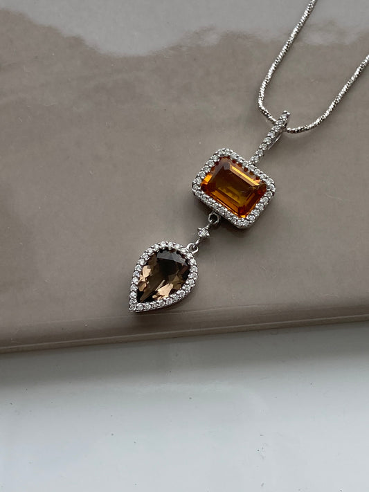 Pendentif Citrine et topaze fumé - Bijouterie Jean-Claude Gagnon